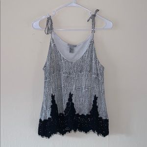 H&M Tie Strap Tank with Lace Bottom